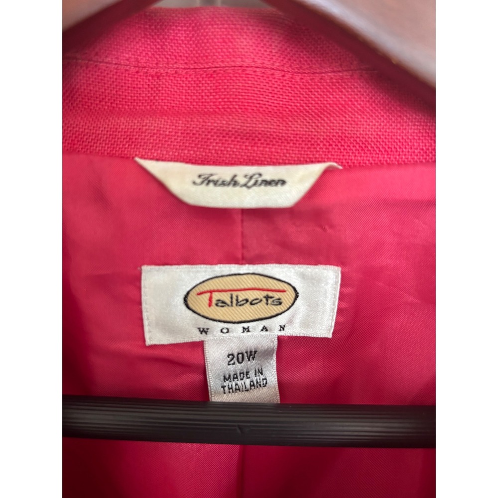 Talbots Irish Linen‎ Womens Lined Blazer Suit Jacket Size 20 Button Up Pink - Picture 3 of 3